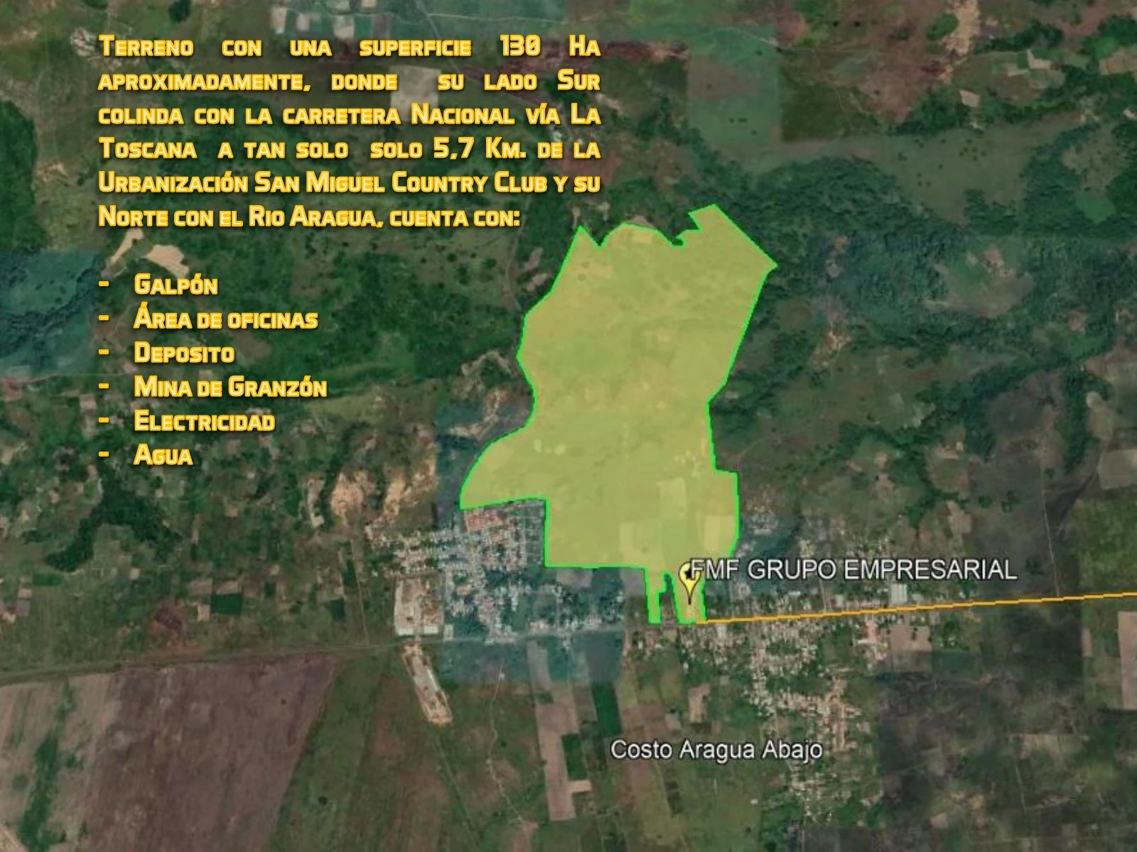 FMF original satellite property map with land shaded green